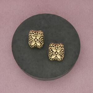 john hardy sterling silver & 18k gold jaisalmer collection omega back earrings